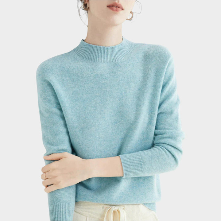 Dames Gebreide Trui Met Opstaande Kraag Relaxed Fit