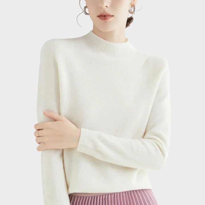 Dames Gebreide Trui Met Opstaande Kraag Relaxed Fit