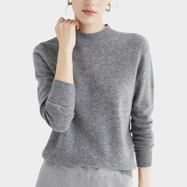 Dames Gebreide Trui Met Opstaande Kraag Relaxed Fit