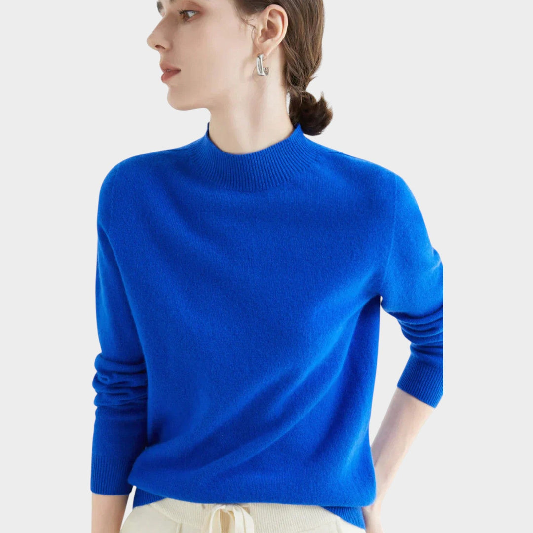 Dames Gebreide Trui Met Opstaande Kraag Relaxed Fit