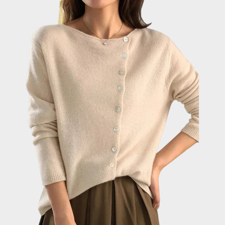 Dames Gebreide Cardigan Off Shoulder Met Knopen