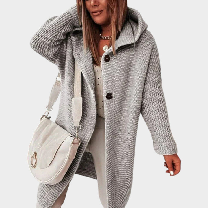 Dames Gebreide Cardigan Dikke Lange Hoodie