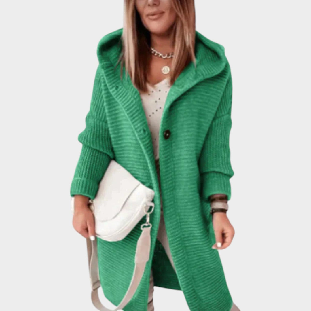 Dames Gebreide Cardigan Dikke Lange Hoodie