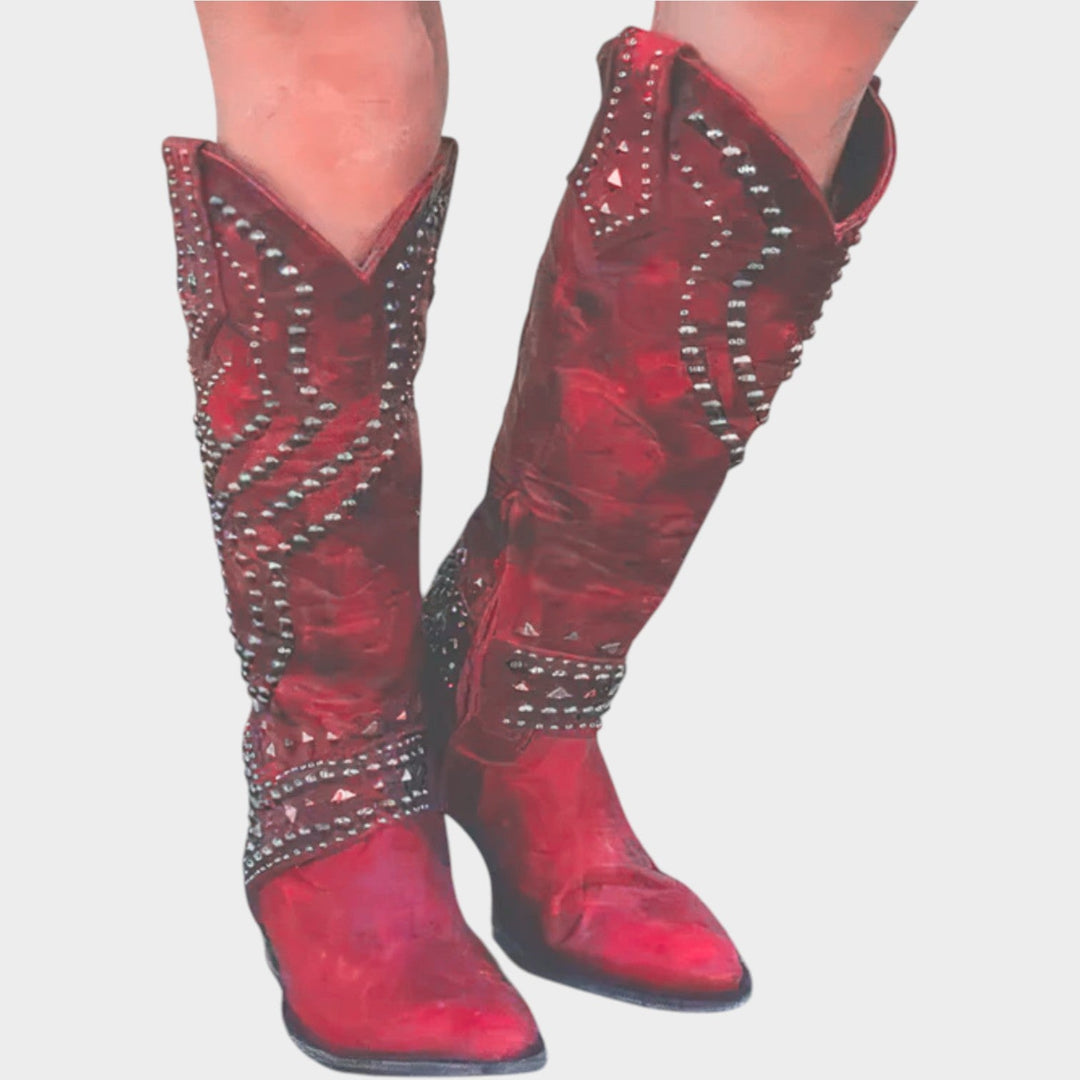 Dames Cowboylaarzen Westerse Studded Tot de Knie