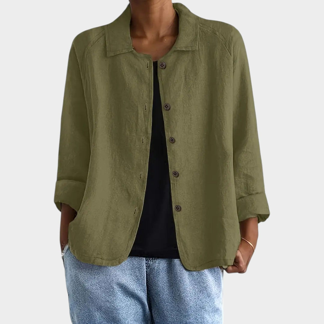 Dames Linnenmix Cardigan Relaxed Fit
