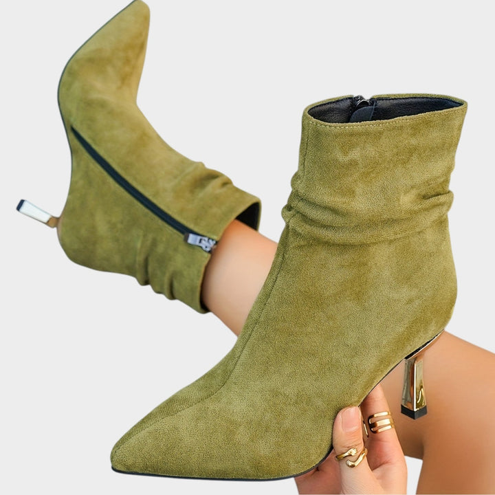 Dames Enkellaarsjes met Kitten Heel en Pluche Voering in Elegante Stijl