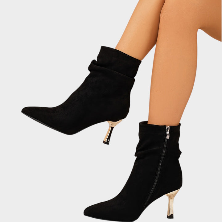 Dames Enkellaarsjes met Kitten Heel en Pluche Voering in Elegante Stijl
