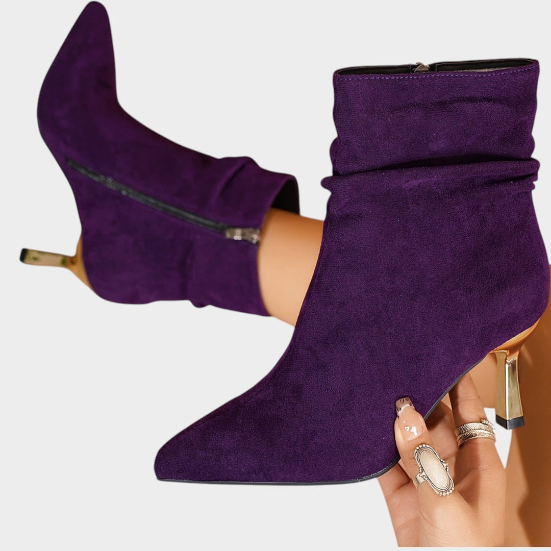 Dames Enkellaarsjes met Kitten Heel en Pluche Voering in Elegante Stijl