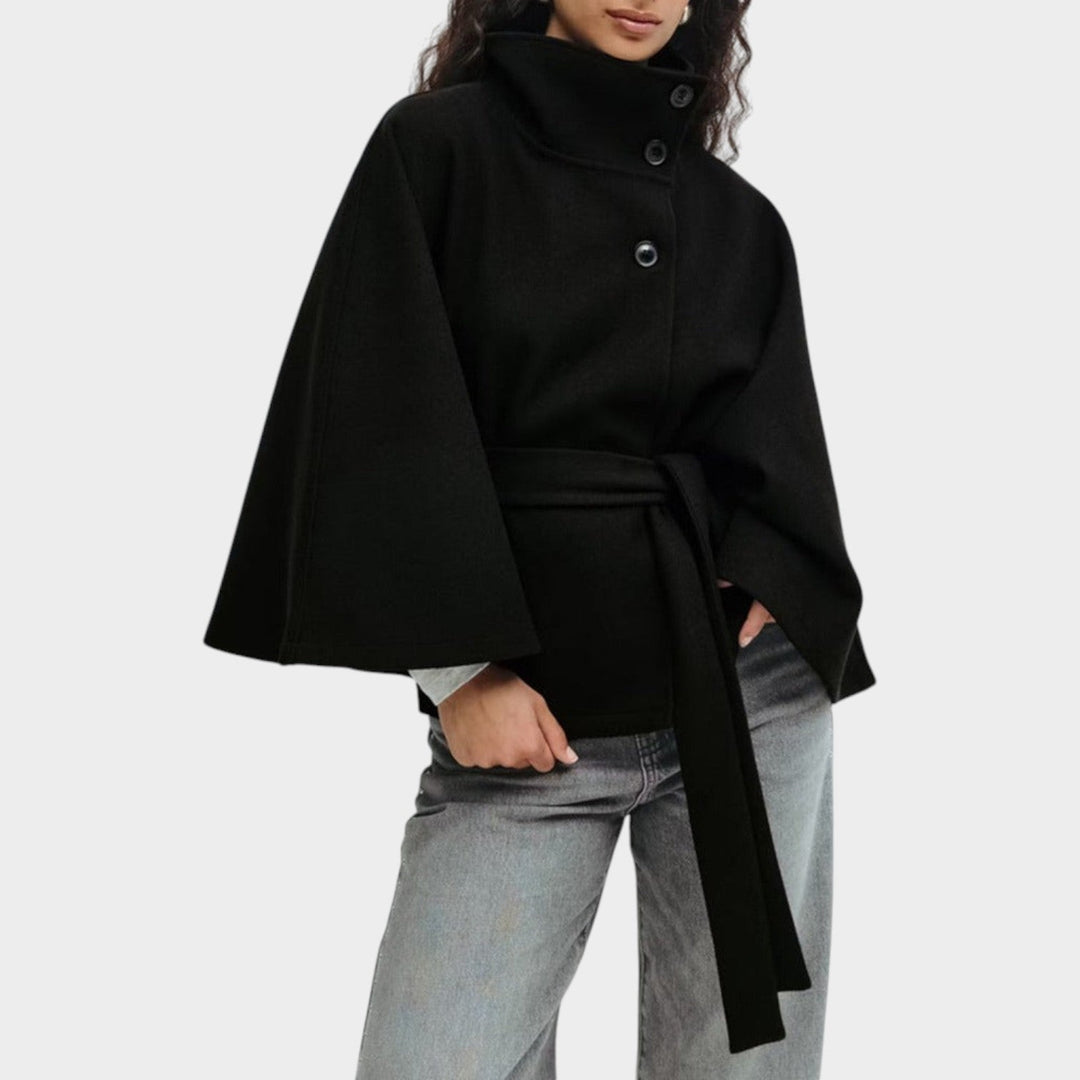 Dames Cape Jas Hoge Hals Elegante Winter Bovenkleding