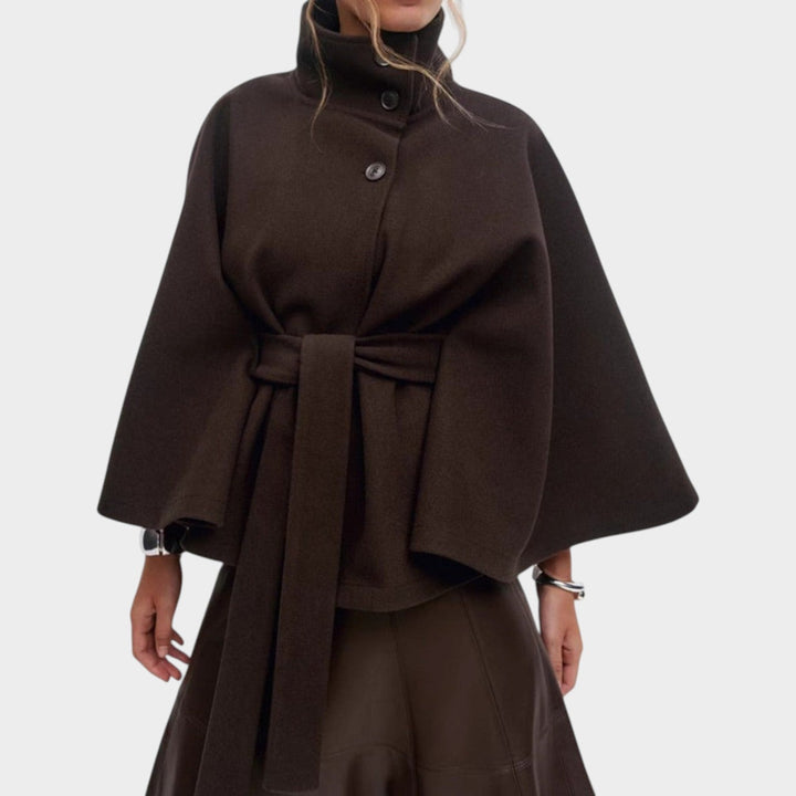 Dames Cape Jas Hoge Hals Elegante Winter Bovenkleding