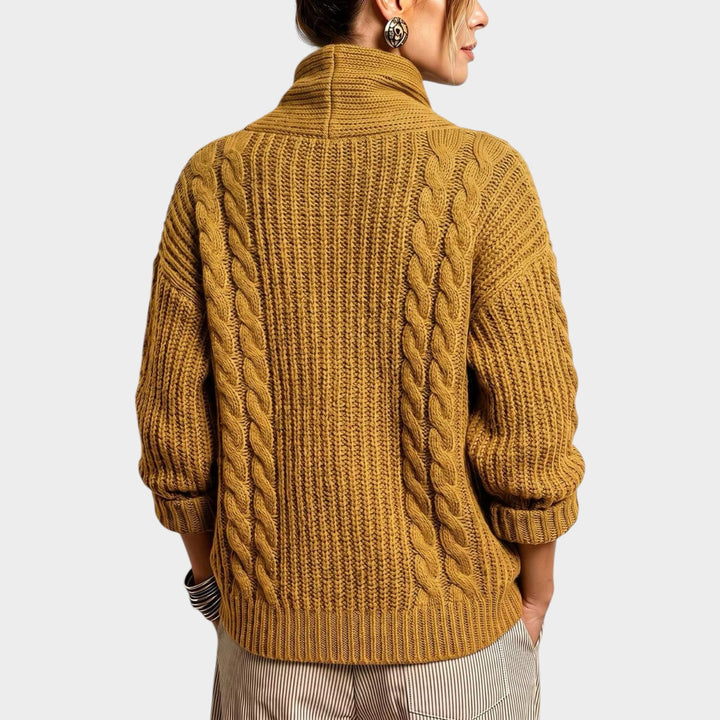 Dames Knopen Voortrui Textured Cable Knit