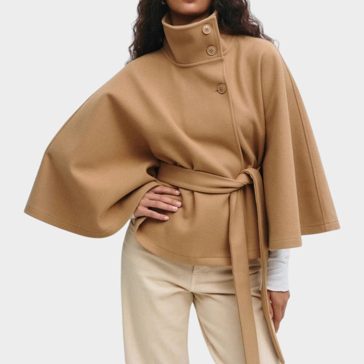 Dames Cape Jas Hoge Hals Elegante Winter Bovenkleding