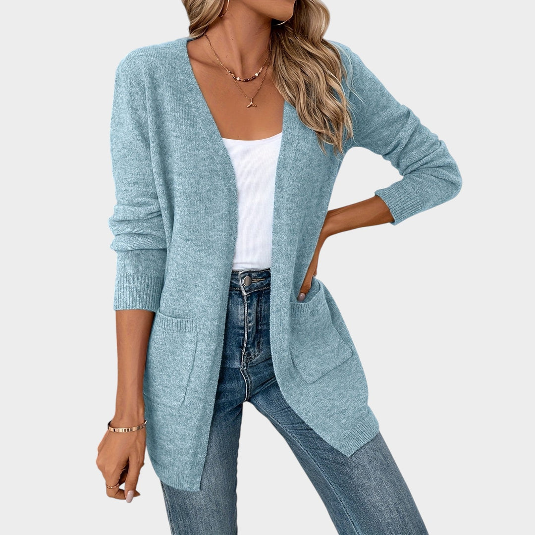 Dames Gebreide Cardigan Open Front Praktische Zakken