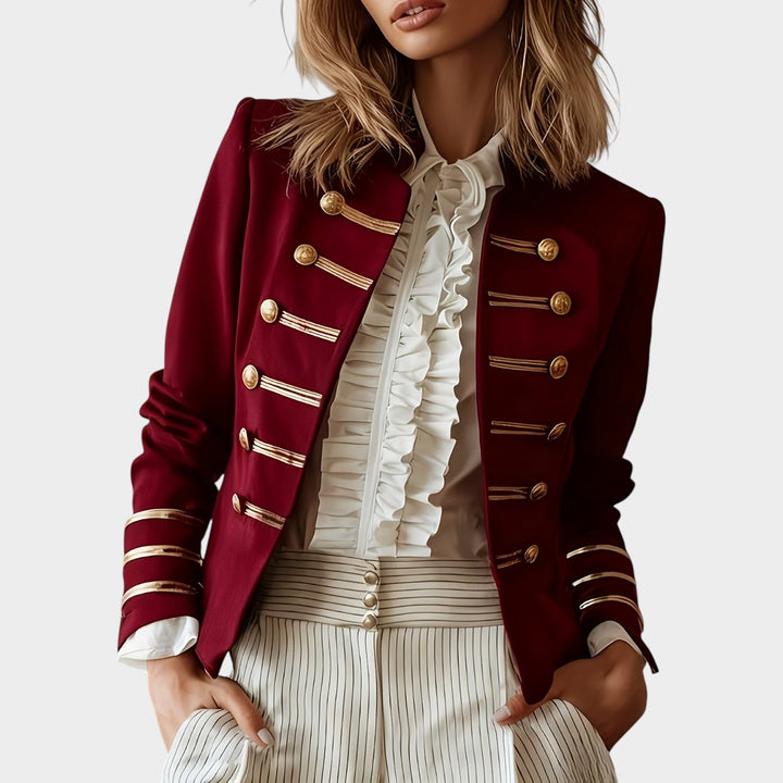 Dames Blazer Casual Militaire Stijl Gouden Knopen