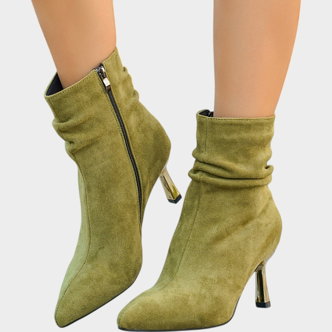 Dames Enkellaarsjes met Kitten Heel en Pluche Voering in Elegante Stijl