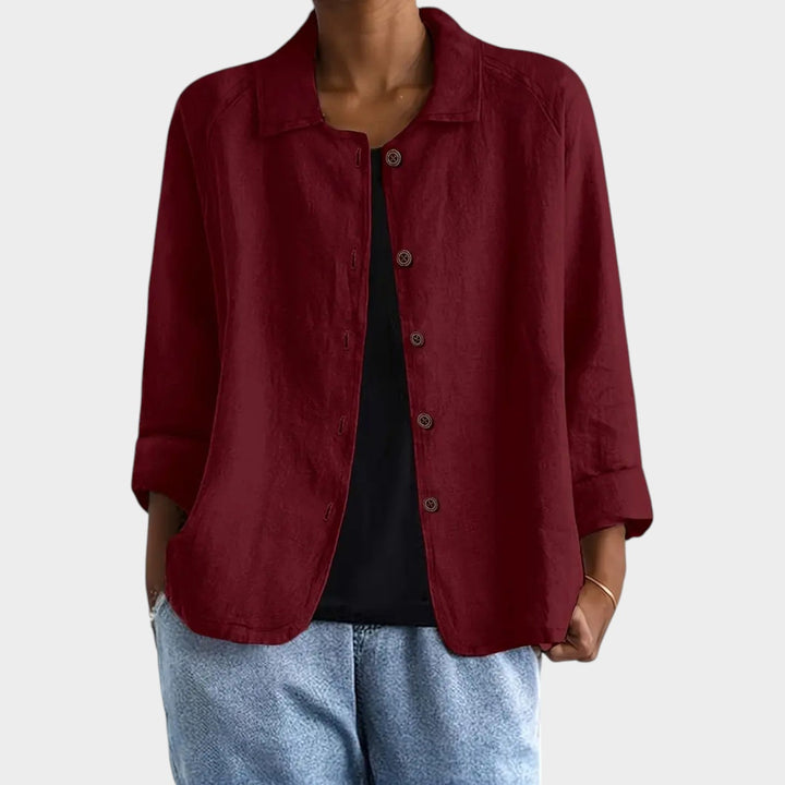 Dames Linnenmix Cardigan Relaxed Fit