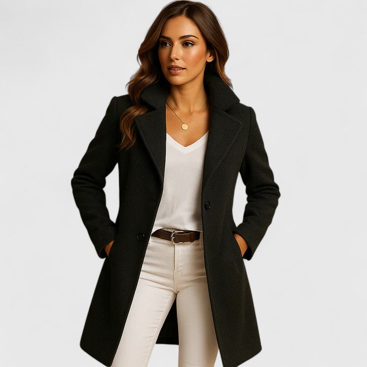 Dames Wol Coat Klassieke Reverskraag