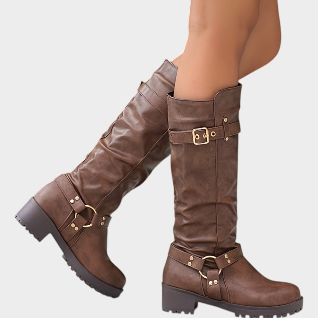 Dames Kniehoge Slouch Boots Klassieke Stijl Brede Pasvorm