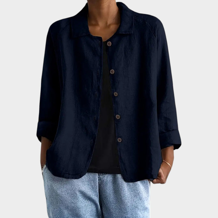 Dames Linnenmix Cardigan Relaxed Fit