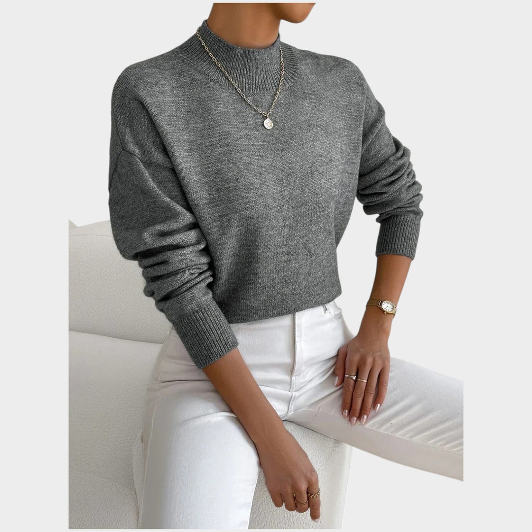 Dames Gebreide Trui Met Hoge Hals Relaxed Fit