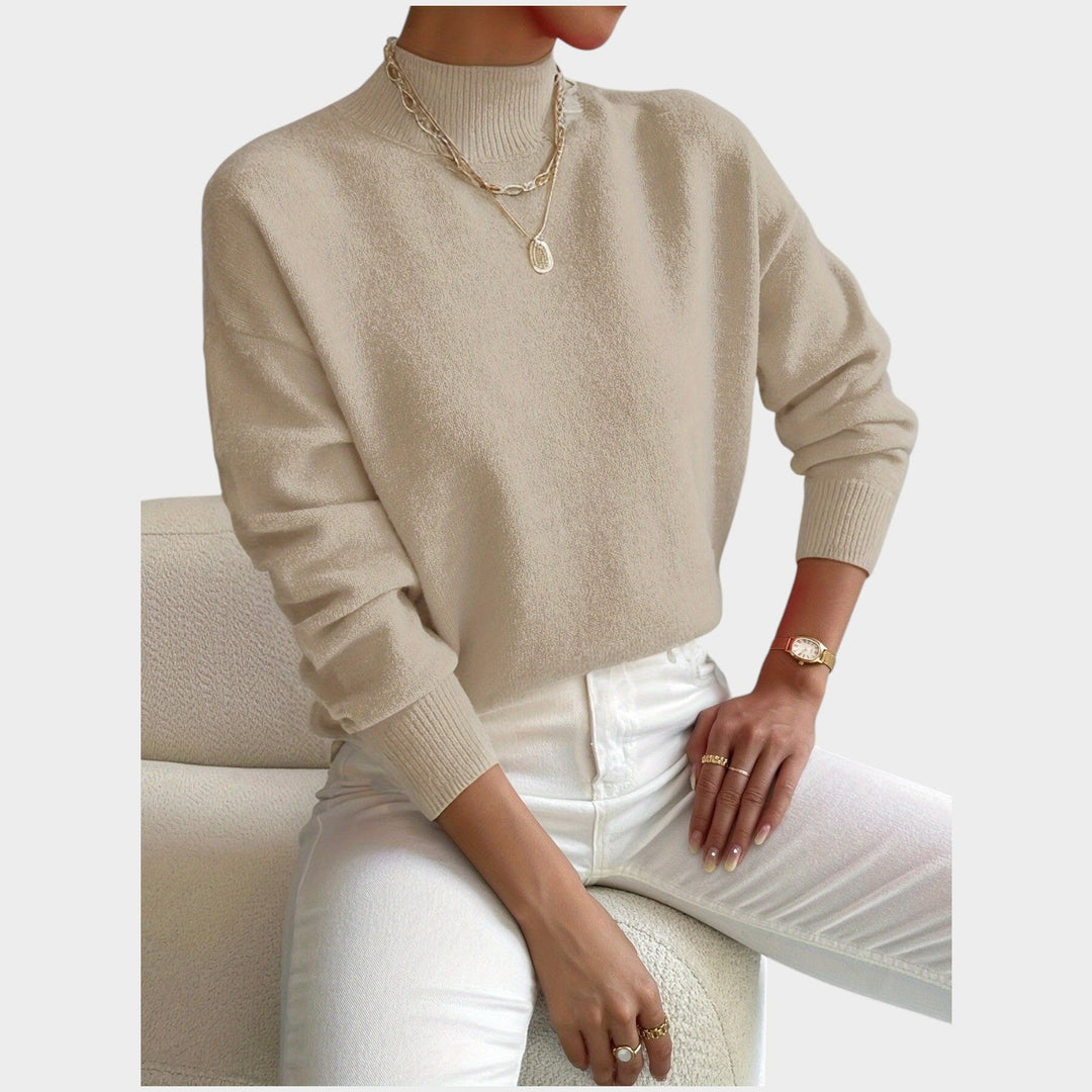 Dames Gebreide Trui Met Hoge Hals Relaxed Fit