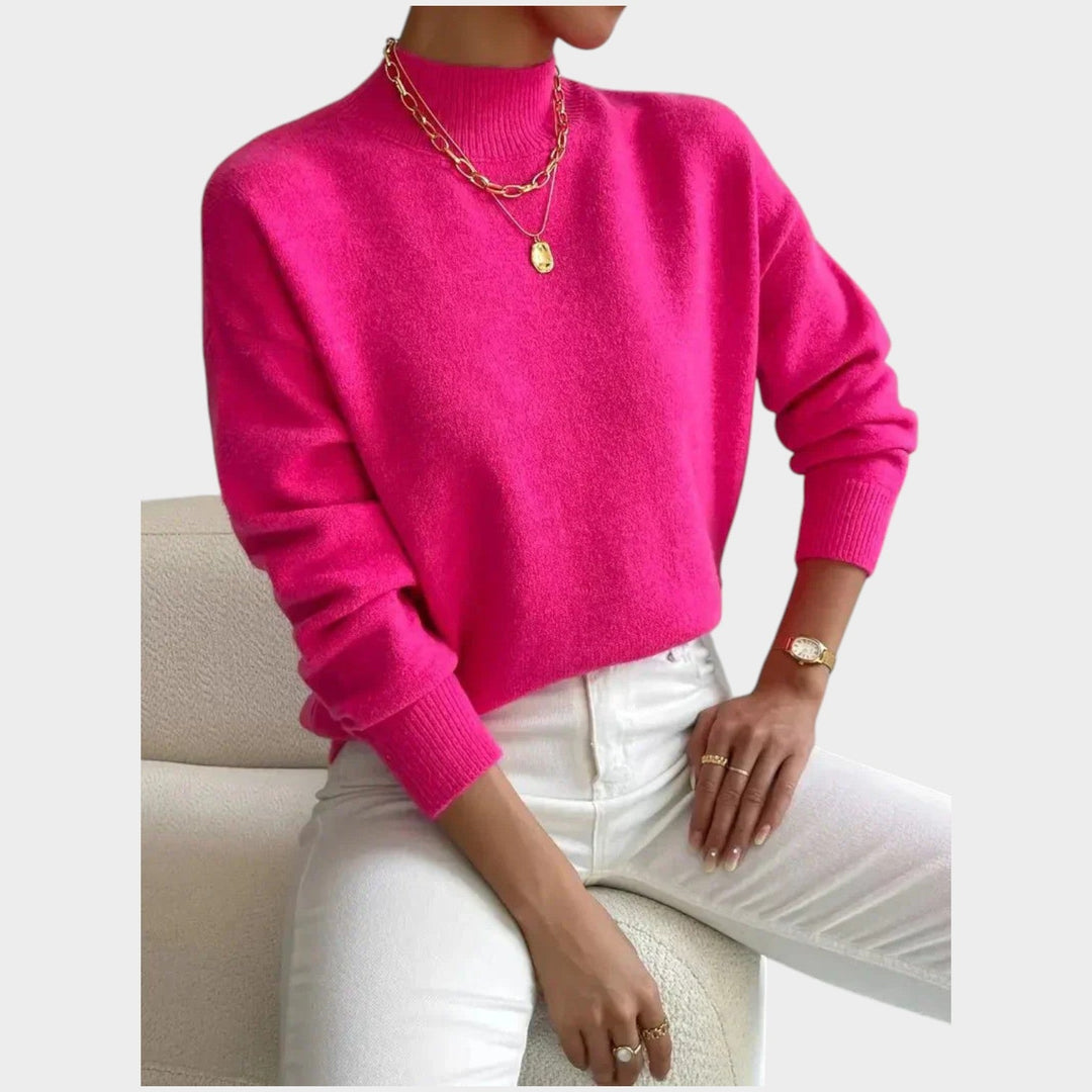 Dames Gebreide Trui Met Hoge Hals Relaxed Fit