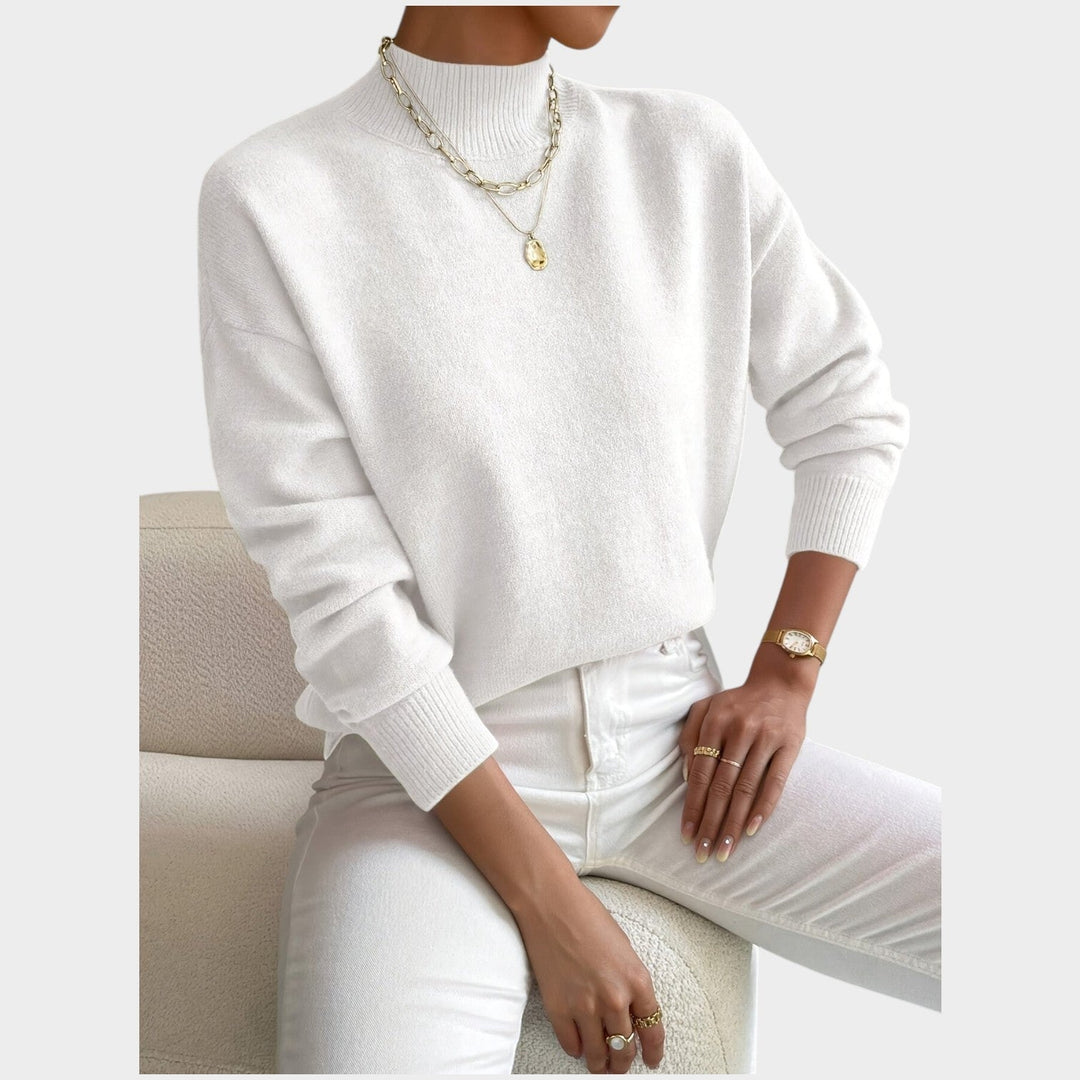 Dames Gebreide Trui Met Hoge Hals Relaxed Fit