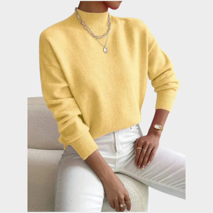 Dames Gebreide Trui Met Hoge Hals Relaxed Fit