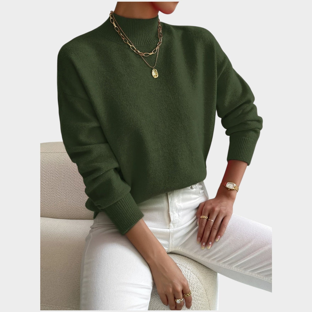 Dames Gebreide Trui Met Hoge Hals Relaxed Fit
