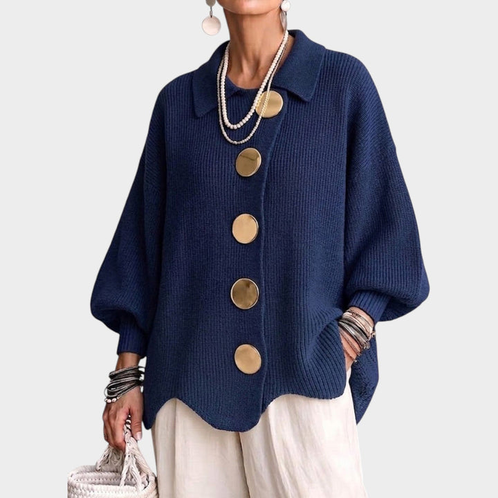 Dames Gebreide Cardigan Gouden Knopen Oversized