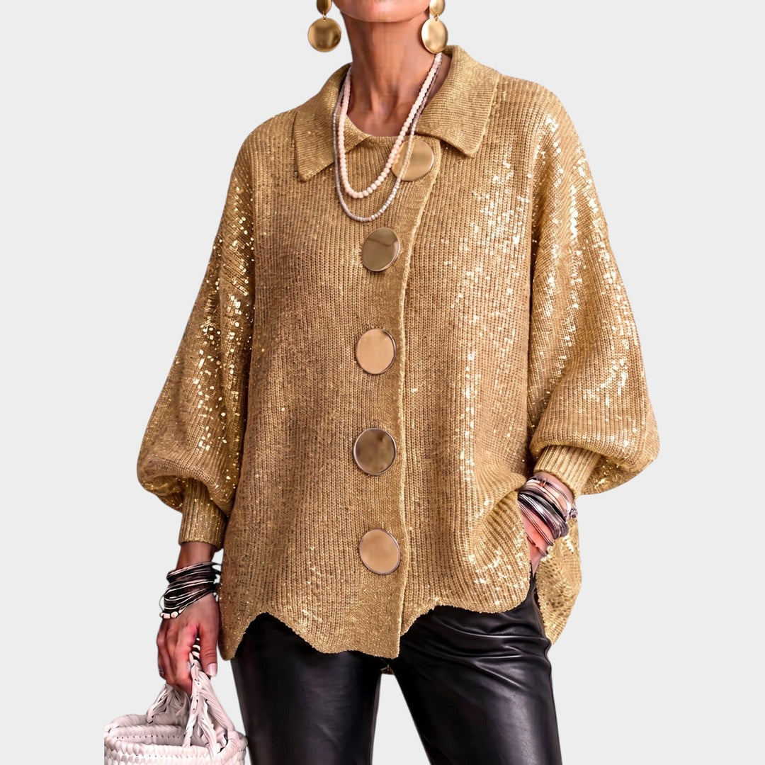Dames Gebreide Cardigan Gouden Knopen Oversized