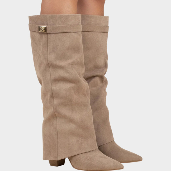 Dames Kniehoge Laarzen Casual Suède Slouch Lage Hak