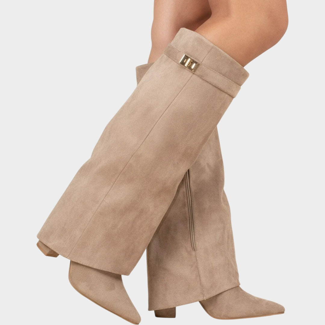 Dames Kniehoge Laarzen Casual Suède Slouch Lage Hak