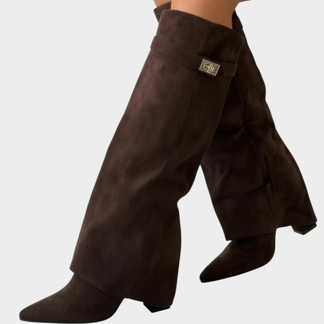 Dames Kniehoge Laarzen Casual Suède Slouch Lage Hak