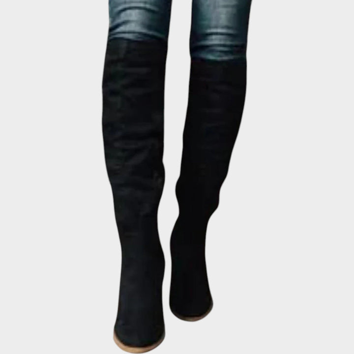 Dames Kniehoge Laarzen Casual Suède Slouch Lage Hak